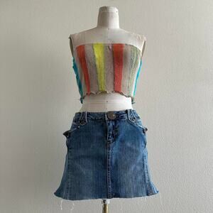 Handmade multi coloured striped knit bandeau